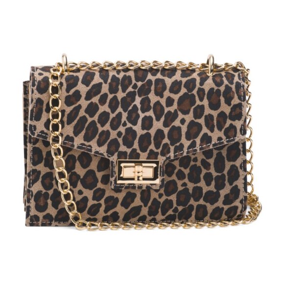 PERSAMAN NEW YORK Made In Italy Leather Leopard Crossbody